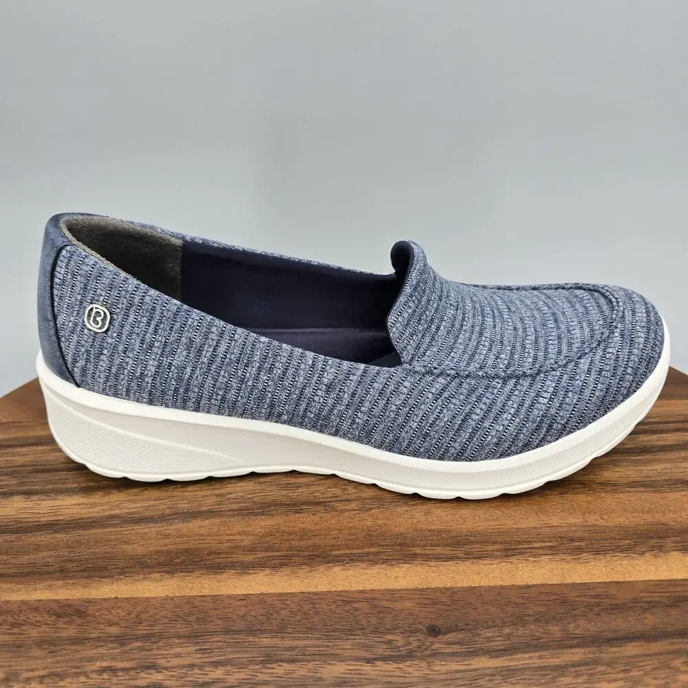 Bzees Shoes Womens 8 M Blue White Get Movin Slip On Comfort Loafers Sneakers